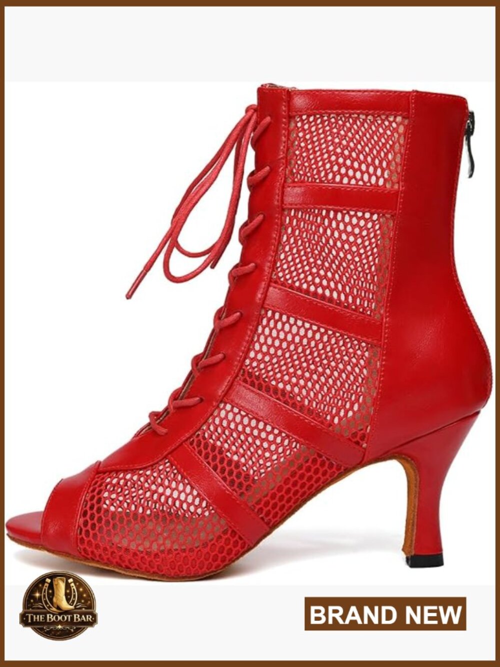 Women Latin Dance Boots Lace Up Open Toe Heels Salsa Practice Shoes Ankle Boots